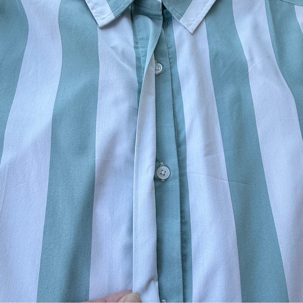 Atlantic-Pacific x LAKE Marni Caftan Azure Stripe Turquoise Cabana Small NWOT - Picture 5 of 7